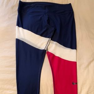 Nike Power Victory Training Crops Leggings, Dri-Fit, Navy/White/Pink, Plus 1X!